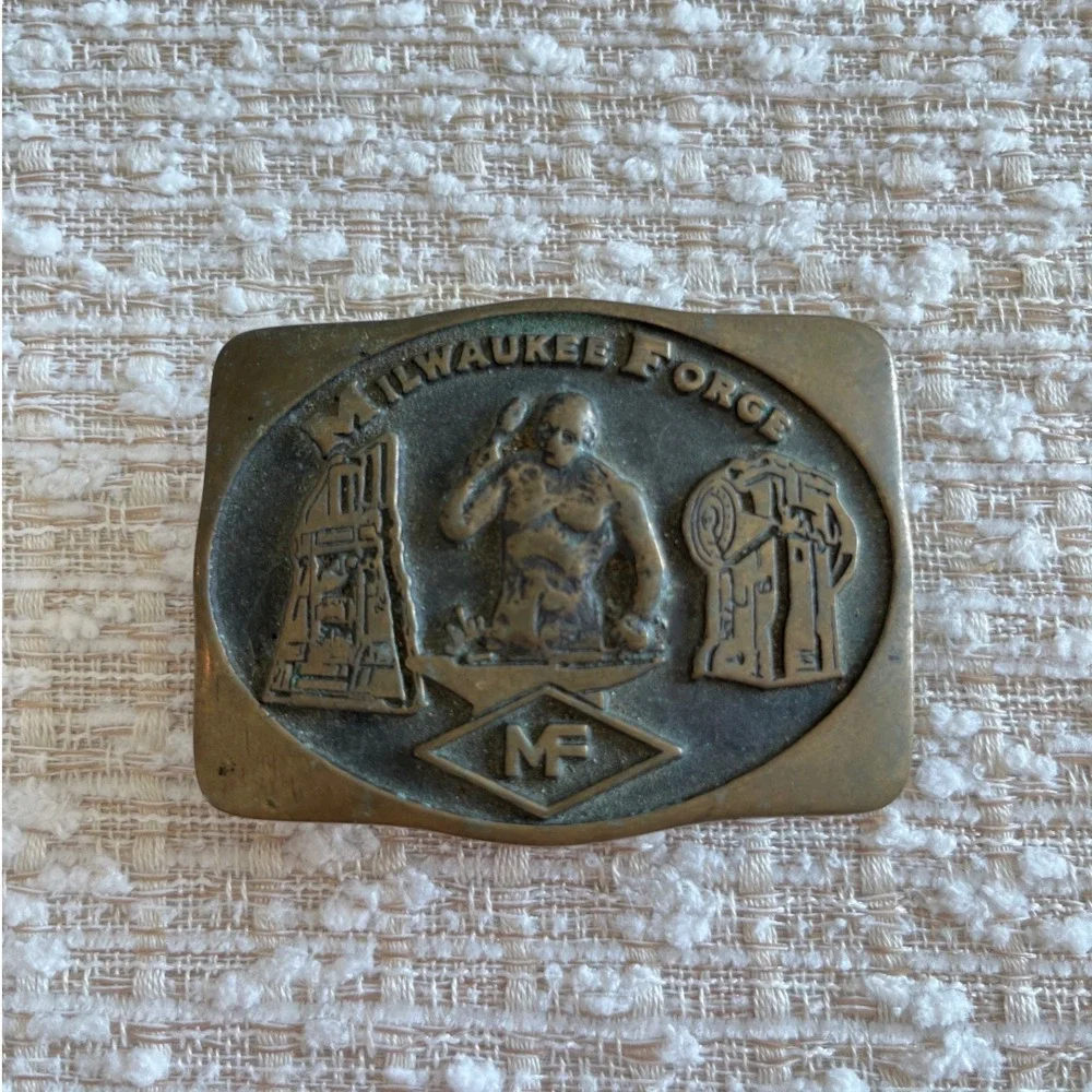 Vintage 1980 Milwaukee Forge Solid Brass Belt Buckle Anacortes Brass Works USA